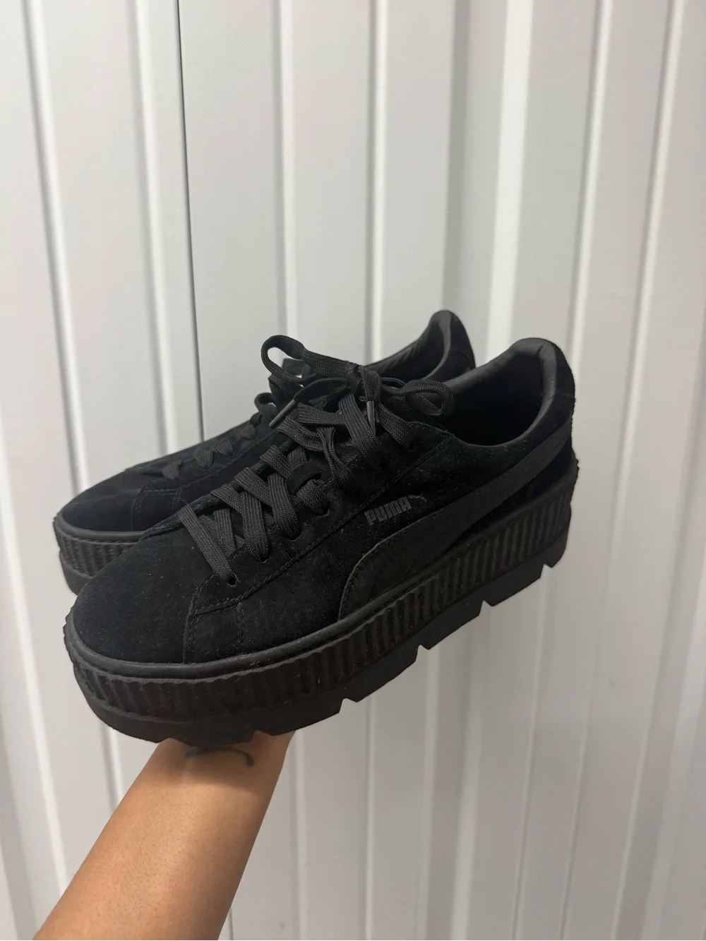 FENTY PUMA Creepers Black Suede Platform Sneakers